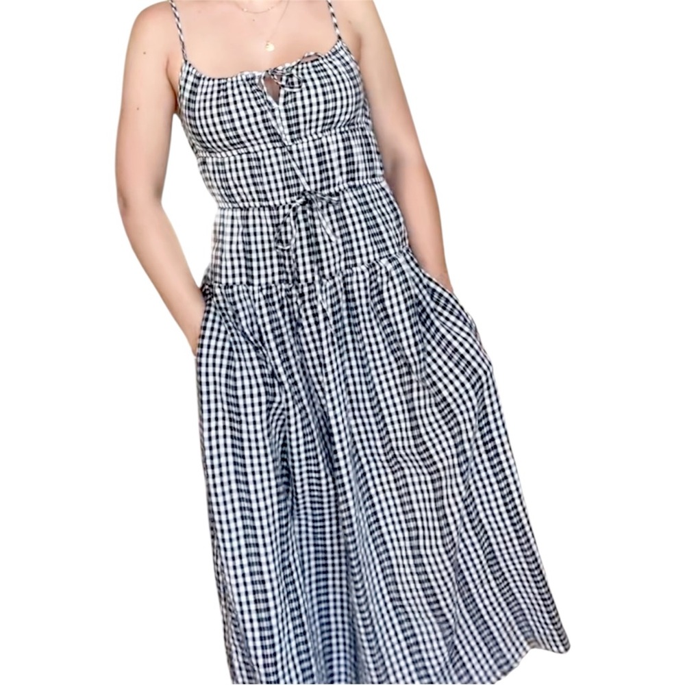 Sim & Sam gingham drop waist maxi dress